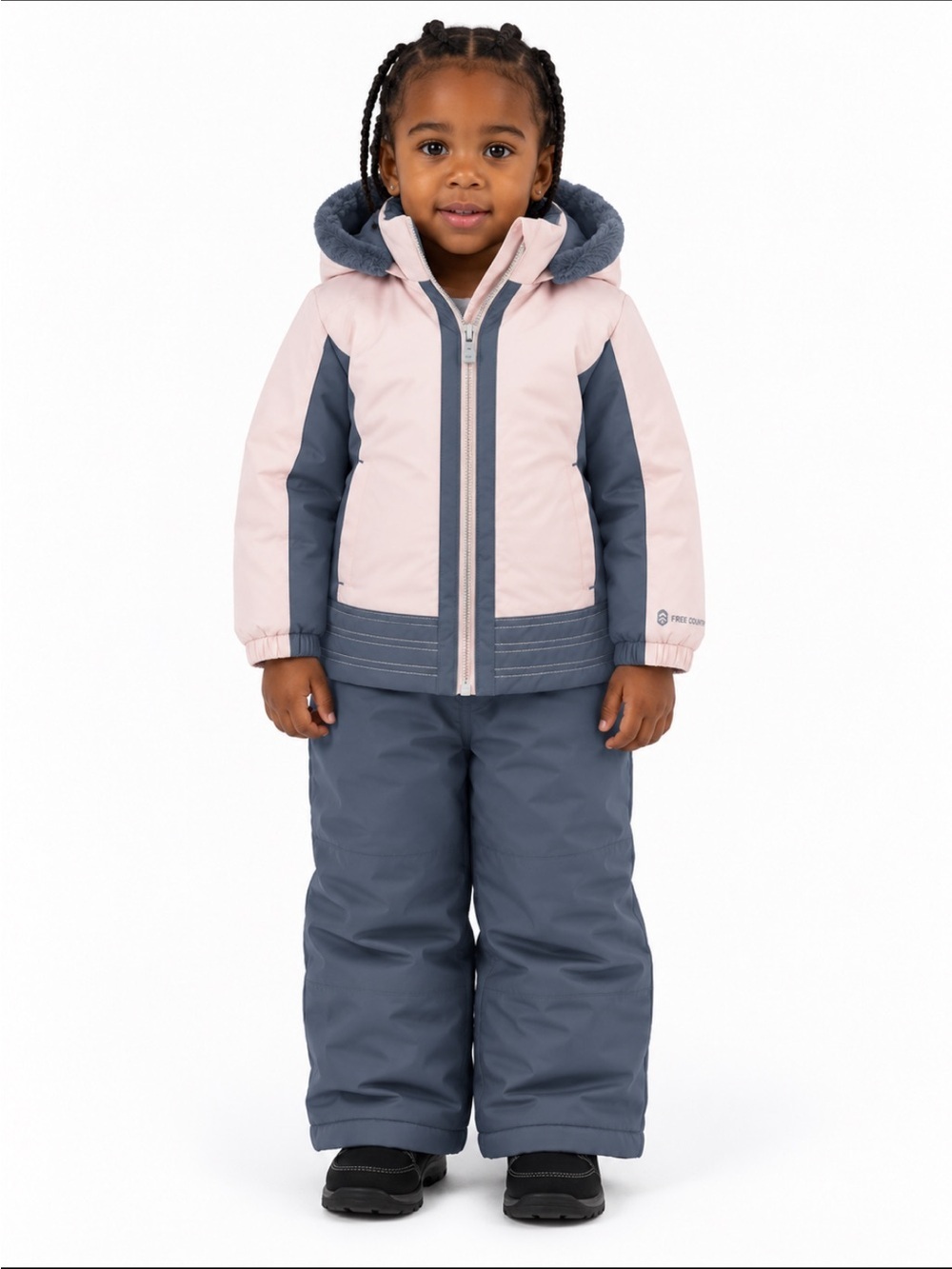 FREE COUNTRY Toddler Girl's Wind & Water Resistant 2-Piece Snow Set Pink/Gray